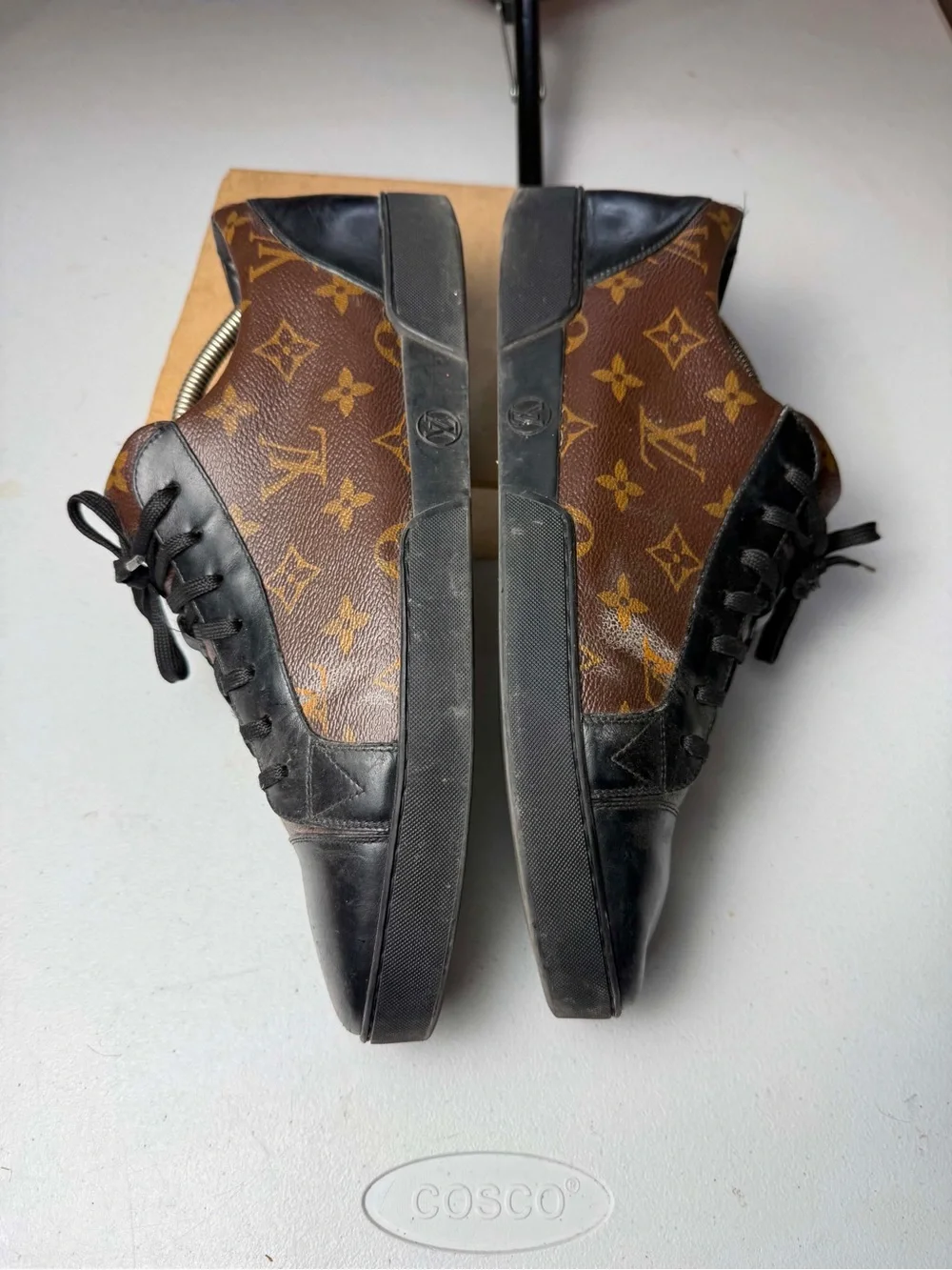 Damage Louis Vuitton Match-Up Sneaker Monogram Brown Sz 10 UK / 11 US CRACKED